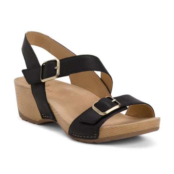 NEW DANSKO DANSKO Nubuck Leather Trinity Comfort wadge Sandals in black 925 5t3 - Picture 2 of 11